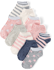 Girls Foil Star Ankle Socks 10-Pack