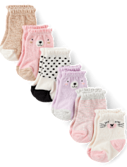 Baby Girls Bear Midi Socks 6-Pack