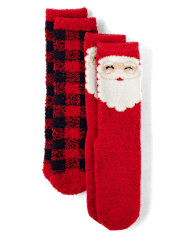 Unisexe Adulte Famille assortie Santa Cozy Chaussettes 2-Pack
