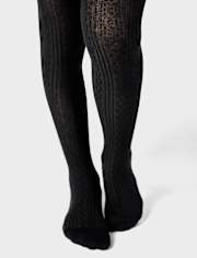 Girls Cable Knit Tights 2-Pack