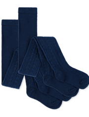 Girls Cable Knit Tights 2-Pack