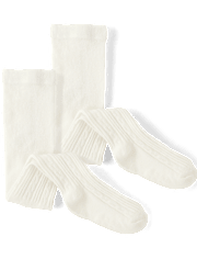 Baby And Toddler Girls Cable Knit Tights 2-Pack