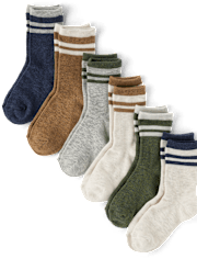 Boys Striped Crew Socks 6-Pack