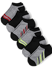 Boys Striped Cushioned Ankle Socks 6-Pack