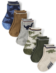 Baby And Toddler Boys Dino Midi Socks 6-Pack