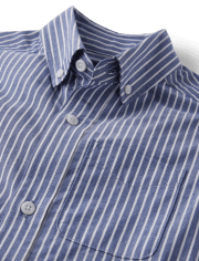 Boys Striped Poplin Button Up Shirt