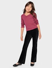 Girls Stretch Faux Corduroy Flare Pants