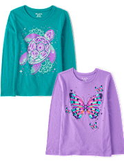 Girls Animal Graphic Tee 2-Pack