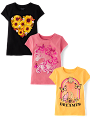 Niña Camisetas estampadas 3-Pack