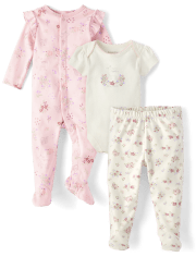 Baby Girls Floral Deer Take Me Home 3-Piece Set