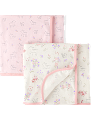 Bebé niña Floral Deer Swaddle Blanket 2-Pack