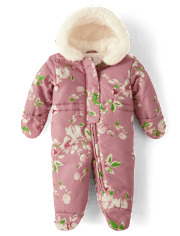 Baby Girls Floral Snowsuit