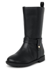 Bottes hautes à clous en forme de cœur pour petites filles