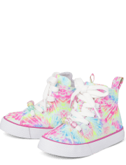 Niños pequeños Niña Rainbow Corbata Dye High Top Tenis