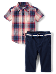 Baby Boys Plaid 2-Piece Outfit Set