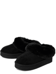 Girls Platform Teddy Slip Ons