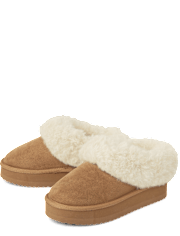 Girls Platform Teddy Slip Ons