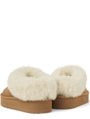 Girls Platform Teddy Slip Ons