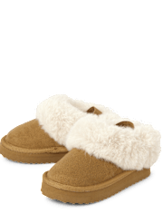 Toddler Girls Platform Teddy Slip Ons