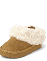 Toddler Girls Platform Teddy Slip Ons