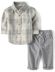 Baby Boys Dad And Me Plaid 2-Piece Outfit Set