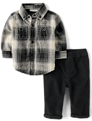 Baby Boys Plaid 2-Piece Outfit Set