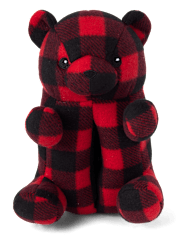 Unisex Kids Matching Family Buffalo Plaid Bear Slippers