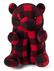 Kids Matching Family Buffalo Plaid Bear Slippers