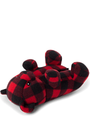 Unisex Kids Matching Family Buffalo Plaid Bear Slippers