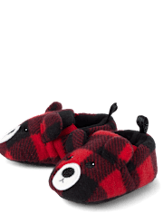 Baby Matching Family Buffalo Plaid Bear Slippers