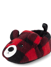 Baby Matching Family Buffalo Plaid Bear Slippers