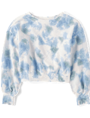 Girls Tie Dye Fleece Cropped Sweatshirt