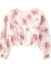 Girls Tie Dye Fleece Cropped Sweatshirt