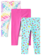 Niños pequeños Niña Rainbow Corbata Dye Leggings 3-Pack