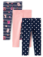 Toddler Girls ABC Leggings 3-Pack