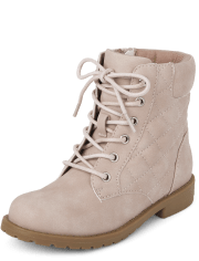 Girls Quilted Lace Up Booties