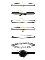 Girls Bow Choker Necklace 7-Pack