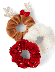 Girls Reindeer Scrunchie 3-Pack