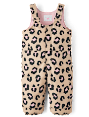 Toddler Girls Leopard Snow Overalls