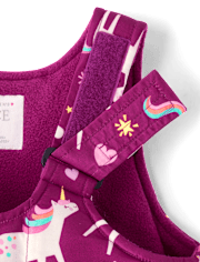 Toddler Girls Unicorn Snow Overalls