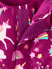 Toddler Girls Unicorn Snow Overalls