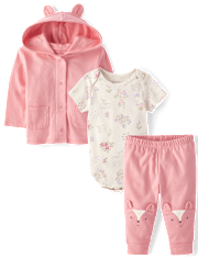 Baby Girls Floral Deer 3-Piece Outfit Set