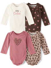 Baby Girls Leopard Bodysuit 4-Pack