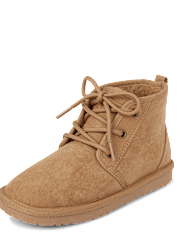 Boys Lace Up Teddy Boots