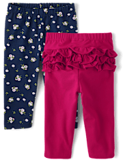 Baby Girls Floral Ruffle Leggings 2-Pack