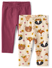 Baby Girls Animal Leggings 2-Pack