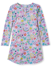 Girls Doodle Thermal Henley Nightgown