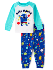 Pijamas de algodón ajustados para bebés y niños pequeños Mess Maker Monster