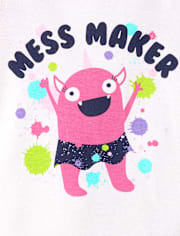 Baby And Toddler Girls Mess Maker Monster Snug Fit Cotton Pajamas