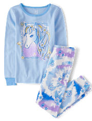 Girls Tie Dye Unicorn Snug Fit Cotton Pajamas